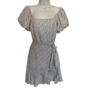 Alter'D State Floral Dress Off Shoulder Lined W/Faux Wrap Dress M